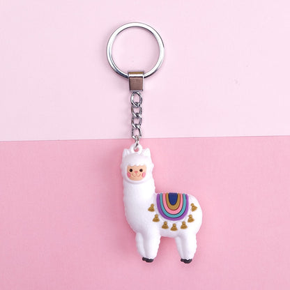 New Qualitied Original cartoon Lamb cute Luck Zodiac Alpaca keychain key ring Simulation Animals Pendant Jewelry Birthday gift