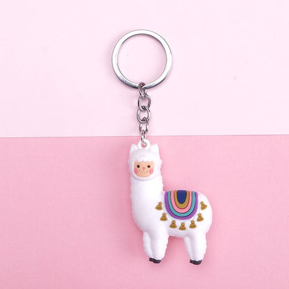 New Qualitied Original cartoon Lamb cute Luck Zodiac Alpaca keychain key ring Simulation Animals Pendant Jewelry Birthday gift